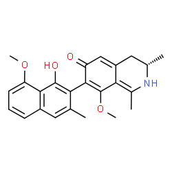 ChemSpider 2D Image | (3S)-7-(1-Hydroxy-8-methoxy-3-methyl-2-naphthyl)-8-methoxy-1,3-dimethyl-3,4-dihydro-6(2H)-isoquinolinone | C24H25NO4