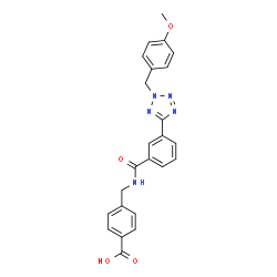 ChemSpider 2D Image | 4-[({3-[2-(4-Methoxybenzyl)-2H-tetrazol-5-yl]benzoyl}amino)methyl]benzoic acid | C24H21N5O4