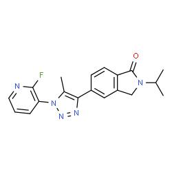 ChemSpider 2D Image | 5-[1-(2-Fluoro-3-pyridinyl)-5-methyl-1H-1,2,3-triazol-4-yl]-2-isopropyl-1-isoindolinone | C19H18FN5O