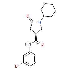 ChemSpider 2D Image | (3S)-N-(3-Bromophenyl)-1-cyclohexyl-5-oxo-3-pyrrolidinecarboxamide | C17H21BrN2O2