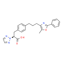 ChemSpider 2D Image | (2S)-3-{4-[3-(5-Methyl-2-phenyl-1,3-oxazol-4-yl)propyl]phenyl}-2-(2H-1,2,3-triazol-2-yl)propanoic acid | C24H24N4O3