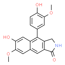 ChemSpider 2D Image | 6-Hydroxy-4-(4-hydroxy-3-methoxyphenyl)-7-methoxy-2,3-dihydro-1H-benzo[f]isoindol-1-one | C20H17NO5
