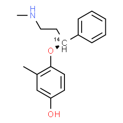 ChemSpider 2D Image | 3-Methyl-4-{[(1R)-3-(methylamino)-1-phenyl(1-~14~C)propyl]oxy}phenol | C1614CH21NO2