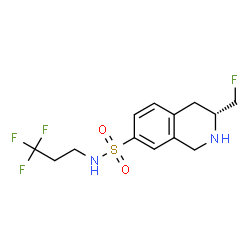 ChemSpider 2D Image | (3R)-3-(Fluoromethyl)-N-(3,3,3-trifluoropropyl)-1,2,3,4-tetrahydro-7-isoquinolinesulfonamide | C13H16F4N2O2S
