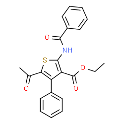 ChemSpider 2D Image | ethyl 5-acetyl-2-benzamido-4-phenylthiophene-3-carboxylate | C22H19NO4S