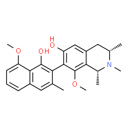 ChemSpider 2D Image | (1R,3S)-7-(1-Hydroxy-8-methoxy-3-methyl-2-naphthyl)-8-methoxy-1,2,3-trimethyl-1,2,3,4-tetrahydro-6-isoquinolinol | C25H29NO4
