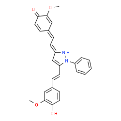 ChemSpider 2D Image | (4E)-4-[(2Z)-2-{5-[(E)-2-(4-Hydroxy-3-methoxyphenyl)vinyl]-1-phenyl-1,2-dihydro-3H-pyrazol-3-ylidene}ethylidene]-2-methoxy-2,5-cyclohexadien-1-one | C27H24N2O4