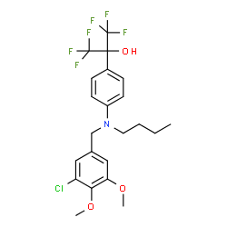ChemSpider 2D Image | 2-{4-[Butyl(3-chloro-4,5-dimethoxybenzyl)amino]phenyl}-1,1,1,3,3,3-hexafluoro-2-propanol | C22H24ClF6NO3