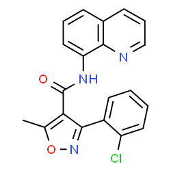ChemSpider 2D Image | N4-(8-quinolyl)-3-(2-chlorophenyl)-5-methylisoxazole-4-carboxamide | C20H14ClN3O2