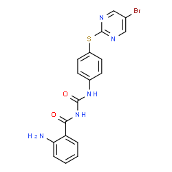 ChemSpider 2D Image | 1-(2-aminobenzoyl)-3-(4-(5-bromopyrimidin-2-ylsulfanyl)phenyl)urea | C18H14BrN5O2S