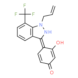 ChemSpider 2D Image | (4Z)-4-[1-Allyl-7-(trifluoromethyl)-1,2-dihydro-3H-indazol-3-ylidene]-3-hydroxy-2,5-cyclohexadien-1-one | C17H13F3N2O2