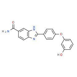 ChemSpider 2D Image | 2-[4-(3-Hydroxyphenoxy)phenyl]-1H-benzimidazole-6-carboxamide | C20H15N3O3