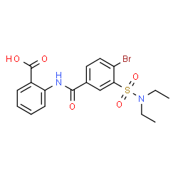 ChemSpider 2D Image | 2-{[4-Bromo-3-(diethylsulfamoyl)benzoyl]amino}benzoic acid | C18H19BrN2O5S
