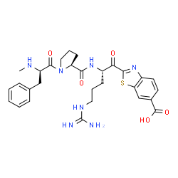 ChemSpider 2D Image | N-Methyl-D-Phenylalanyl-N-{(1s)-4-Carbamimidamido-1-[(6-Carboxy-1,3-Benzothiazol-2-Yl)carbonyl]butyl}-L-Prolinamide | C29H35N7O5S