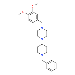 ChemSpider 2D Image | 1-(1-Benzyl-4-piperidinyl)-4-(3,4-dimethoxybenzyl)piperazine | C25H35N3O2