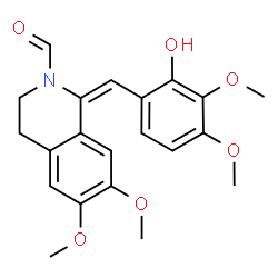 ChemSpider 2D Image | (1E)-1-(2-Hydroxy-3,4-dimethoxybenzylidene)-6,7-dimethoxy-3,4-dihydro-2(1H)-isoquinolinecarbaldehyde | C21H23NO6