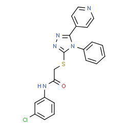 ChemSpider 2D Image | N-(3-Chlorophenyl)-2-{[4-phenyl-5-(4-pyridinyl)-4H-1,2,4-triazol-3-yl]sulfanyl}acetamide | C21H16ClN5OS