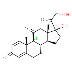 ChemSpider 2D Image | 17,21-Dihydroxypregna-1,4-diene-3,11,20-trione hydrochloride (1:1) | C21H27ClO5
