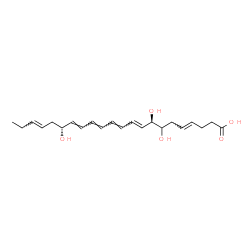 ChemSpider 2D Image | (4E,8R,9E,11E,13E,15E,17R,19E)-7,8,17-Trihydroxy-4,9,11,13,15,19-docosahexaenoic acid | C22H32O5