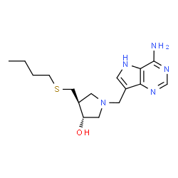 ChemSpider 2D Image | (3R,4S)-1-[(4-Amino-5H-pyrrolo[3,2-d]pyrimidin-7-yl)methyl]-4-[(butylsulfanyl)methyl]-3-pyrrolidinol | C16H25N5OS