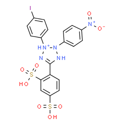 ChemSpider 2D Image | 5-(2,4-Disulfophenyl)-3-(4-iodophenyl)-2-(4-nitrophenyl)-2,3-dihydro-1H-tetrazol-3-ium | C19H15IN5O8S2