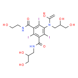 ChemSpider 2D Image | N-(2,3-Dihydroxypropyl)-5-[(2,3-dihydroxypropyl)(1-hydroxyvinyl)amino]-N'-(2-hydroxyethyl)-2,4,6-triiodoisophthalamide | C18H24I3N3O8