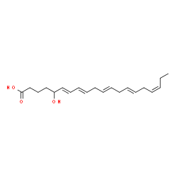 ChemSpider 2D Image | (6E,8E,11E,14E,17Z)-5-Hydroxy-6,8,11,14,17-icosapentaenoic acid | C20H30O3