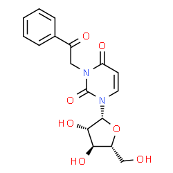 ChemSpider 2D Image | 1-(beta-D-Arabinofuranosyl)-3-(2-oxo-2-phenylethyl)-2,4(1H,3H)-pyrimidinedione | C17H18N2O7