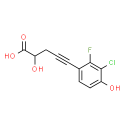 ChemSpider 2D Image | 5-(3-Chloro-2-fluoro-4-hydroxyphenyl)-2-hydroxy-4-pentynoic acid | C11H8ClFO4
