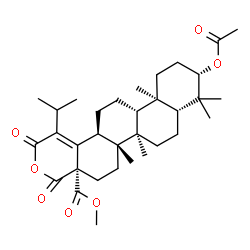 ChemSpider 2D Image | Methyl (4aR,6aR,6bR,8aR,10S,12aR,12bR,14aS)-10-acetoxy-1-isopropyl-6a,6b,9,9,12a-pentamethyl-2,4-dioxo-5,6,6a,6b,7,8,8a,9,10,11,12,12a,12b,13,14,14a-hexadecahydro-2H-phenanthro[2,1-f]isochromene-4a(4H
)-carboxylate | C33H48O7