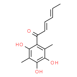 ChemSpider 2D Image | (2E,4E)-1-(2,4,5-Trihydroxy-3,6-dimethylphenyl)-2,4-hexadien-1-one | C14H16O4