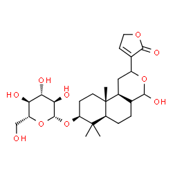 ChemSpider 2D Image | (6aR,8S,10aR,10bS)-4-Hydroxy-7,7,10a-trimethyl-2-(2-oxo-2,5-dihydro-3-furanyl)dodecahydro-2H-benzo[f]isochromen-8-yl beta-D-glucopyranoside | C26H40O10