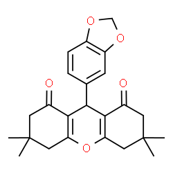 ChemSpider 2D Image | 9-(2H-1,3-benzodioxol-5-yl)-3,3,6,6-tetramethyl-4,5,7,9-tetrahydro-2H-xanthene-1,8-dione | C24H26O5