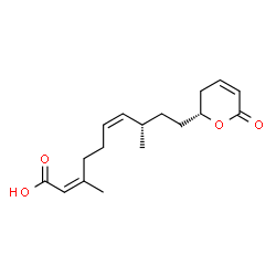 ChemSpider 2D Image | (2Z,6Z,8S)-3,8-Dimethyl-10-[(2R)-6-oxo-3,6-dihydro-2H-pyran-2-yl]-2,6-decadienoic acid | C17H24O4