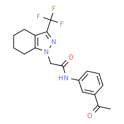 ChemSpider 2D Image | N-(3-Acetylphenyl)-2-[3-(trifluoromethyl)-4,5,6,7-tetrahydro-1H-indazol-1-yl]acetamide | C18H18F3N3O2