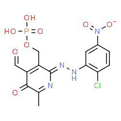 ChemSpider 2D Image | {(2Z)-2-[(2-Chloro-5-nitrophenyl)hydrazono]-4-formyl-6-methyl-5-oxo-2,5-dihydro-3-pyridinyl}methyl dihydrogen phosphate | C14H12ClN4O8P
