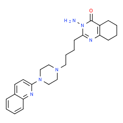 ChemSpider 2D Image | 3-Amino-2-{4-[4-(2-quinolinyl)-1-piperazinyl]butyl}-5,6,7,8-tetrahydro-4(3H)-quinazolinone | C25H32N6O