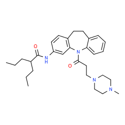 ChemSpider 2D Image | N-{5-[3-(4-Methyl-1-piperazinyl)propanoyl]-10,11-dihydro-5H-dibenzo[b,f]azepin-3-yl}-2-propylpentanamide | C30H42N4O2