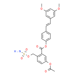 ChemSpider 2D Image | 4-[(E)-2-(3,5-Dimethoxyphenyl)vinyl]phenyl 5-acetoxy-2-[(sulfamoyloxy)methyl]benzoate | C26H25NO9S