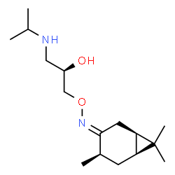 ChemSpider 2D Image | (2R)-1-(Isopropylamino)-3-({(E)-[(1R,4R,6S)-4,7,7-trimethylbicyclo[4.1.0]hept-3-ylidene]amino}oxy)-2-propanol | C16H30N2O2