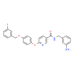 ChemSpider 2D Image | N-(3-aminobenzyl)-6-(4-((3-fluorobenzyl)oxy)phenoxy)nicotinamide | C26H22FN3O3