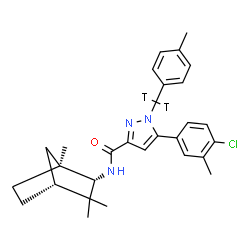 ChemSpider 2D Image | 5-(4-Chloro-3-methylphenyl)-1-[(4-methylphenyl)(~3~H_2_)methyl]-N-[(1S,2S,4R)-1,3,3-trimethylbicyclo[2.2.1]hept-2-yl]-1H-pyrazole-3-carboxamide | C29H32T2ClN3O