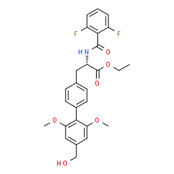 ChemSpider 2D Image | Ethyl (2S)-2-[(2,6-difluorobenzoyl)amino]-3-[4'-(hydroxymethyl)-2',6'-dimethoxy-4-biphenylyl]propanoate | C27H27F2NO6