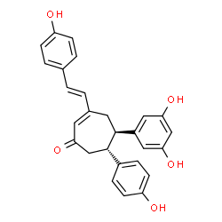 ChemSpider 2D Image | (5R,6R)-5-(3,5-Dihydroxyphenyl)-6-(4-hydroxyphenyl)-3-[(E)-2-(4-hydroxyphenyl)vinyl]-2-cyclohepten-1-one | C27H24O5