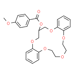 ChemSpider 2D Image | 6,7,9,10,18,19-Hexahydro-17H-dibenzo[b,k][1,4,7,10,13]pentaoxacyclohexadecin-18-yl 4-methoxybenzoate | C27H28O8