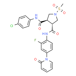 ChemSpider 2D Image | (3R,4R)-N-(4-Chlorophenyl)-N'-[2-fluoro-4-(2-oxo-1(2H)-pyridinyl)phenyl]-1-(methylsulfonyl)-3,4-pyrrolidinedicarboxamide | C24H22ClFN4O5S