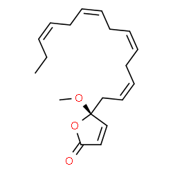 ChemSpider 2D Image | (5R)-5-Methoxy-5-[(2Z,5Z,8Z,11Z)-2,5,8,11-tetradecatetraen-1-yl]-2(5H)-furanone | C19H26O3