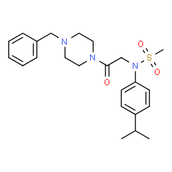 ChemSpider 2D Image | N-[2-(4-Benzyl-1-piperazinyl)-2-oxoethyl]-N-(4-isopropylphenyl)methanesulfonamide | C23H31N3O3S