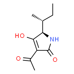 ChemSpider 2D Image | (5R)-3-Acetyl-5-[(2R)-2-butanyl]-4-hydroxy-1,5-dihydro-2H-pyrrol-2-one | C10H15NO3