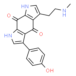 ChemSpider 2D Image | 3-(4-Hydroxyphenyl)-5-[2-(methylamino)ethyl]pyrrolo[3,2-f]indole-4,8(1H,7H)-dione | C19H17N3O3